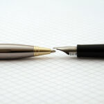 Fountain pen and Biro on maths paper